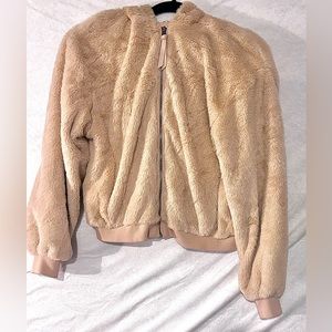 Z SUPPLY Women’s Size Small Beige/Camel Colored Zip Up Hooded Coat. VGUC